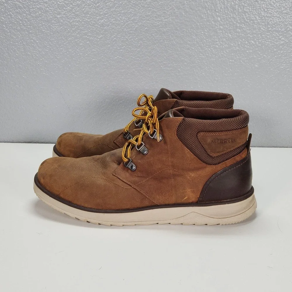 Merrell Epiction Boulder Mens 13 Brown Sugar Leather Chukka Boots Lace Up J23679